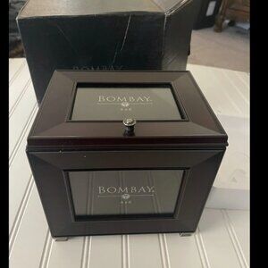 Vintage Bombay Company Wooden Photo Keepsake Box 5-Slot Glass Display Memory Box